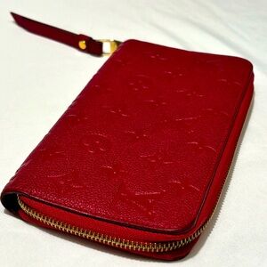 Louis Vuitton Monogram Empreinte Leather Zippy Wallet Red Authentic
